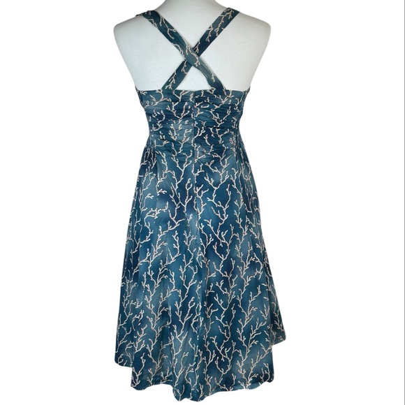 HD in Paris Blue Coral Print Dress - Size 8 - Picture 2 of 10